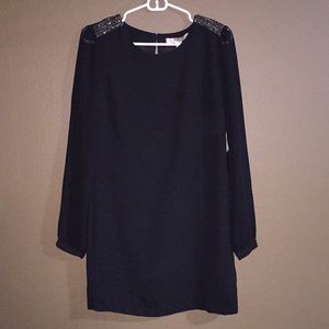 Formal Black Shift Dress with Gold Beading